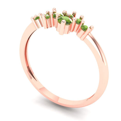 0.17 cttw Natural Peridot Round Cut Rose Gold Eternity Wedding Band