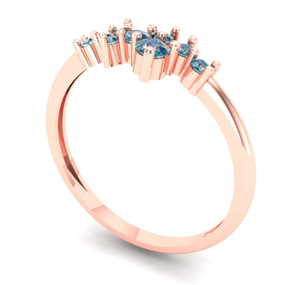 0.17 cttw Blue Moissanite Round Cut Rose Gold Eternity Wedding Band