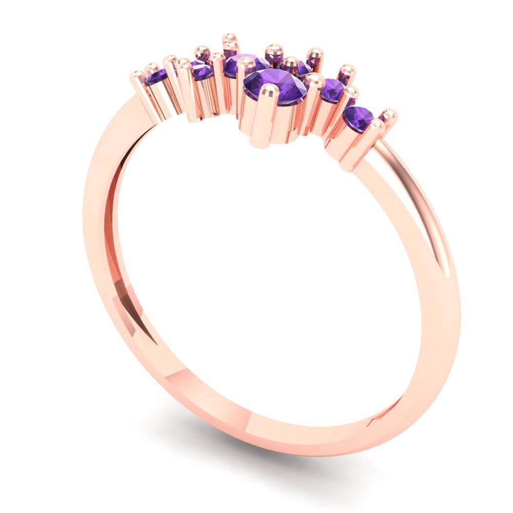 0.17 cttw Natural Amethyst Round Cut Rose Gold Eternity Wedding Band