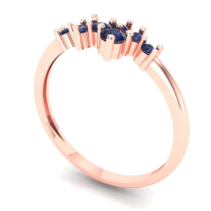 0.17 cttw Simulated Blue Sapphire Round Cut Rose Gold Eternity Wedding Band