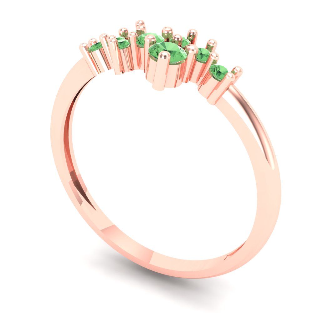 0.17 cttw Simulated Green Diamond Round Cut Rose Gold Eternity Wedding Band