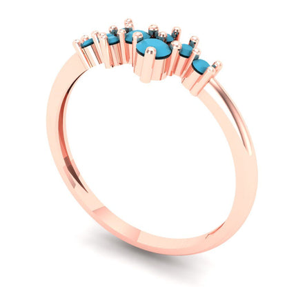 0.17 cttw Simulated Turquoise Round Cut Rose Gold Eternity Wedding Band