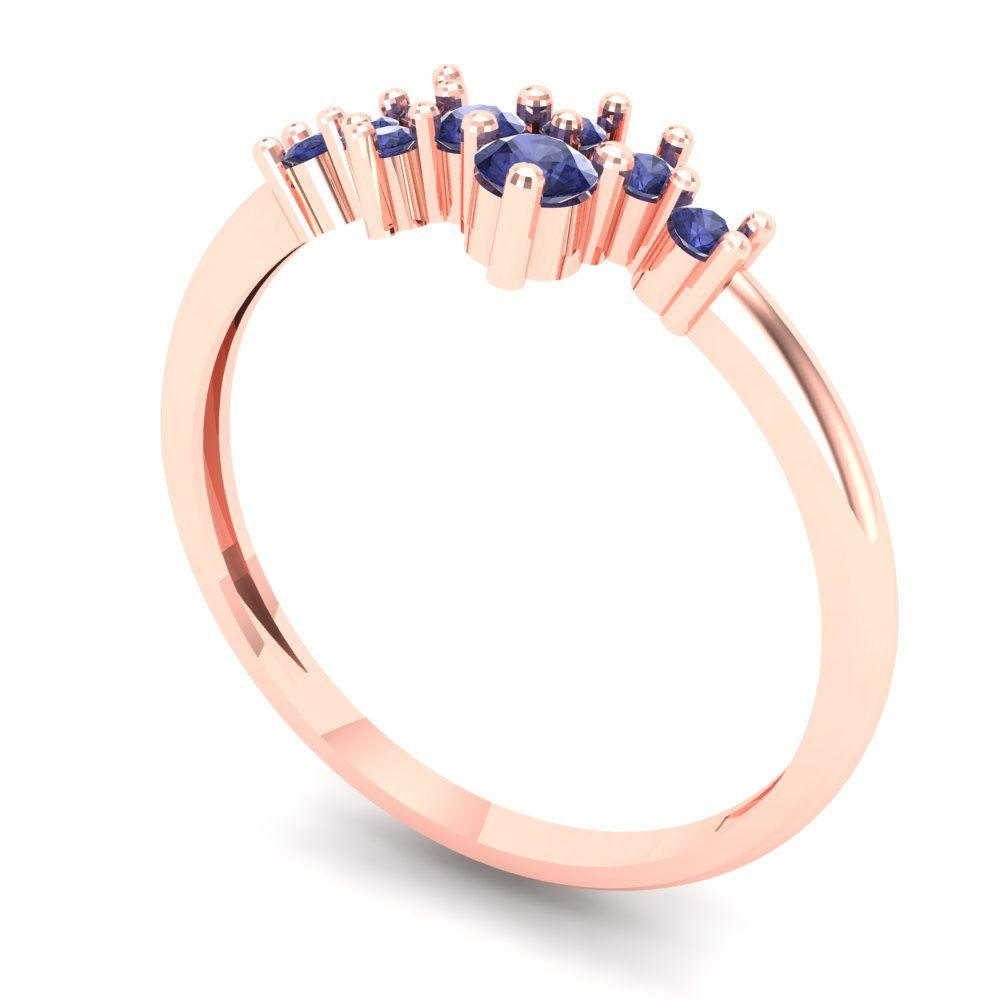 0.17 cttw Simulated Tanzanite Round Cut Rose Gold Eternity Wedding Band
