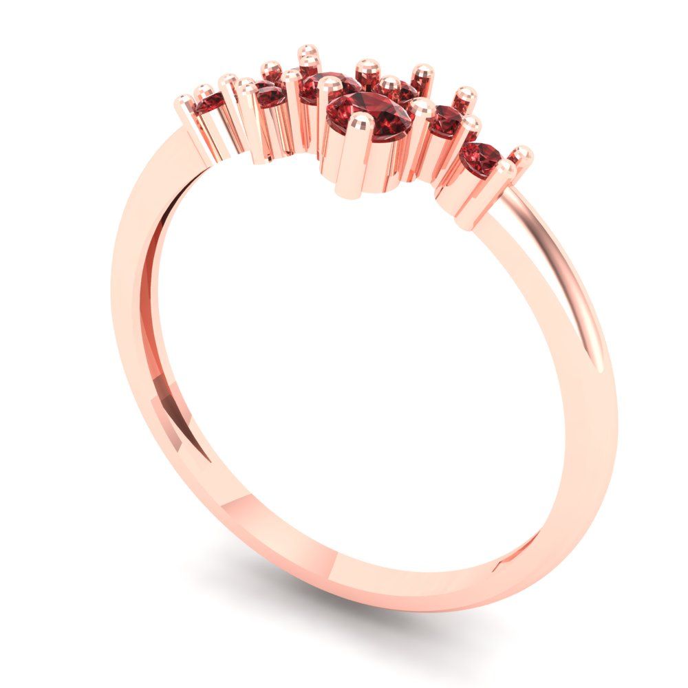 0.17 cttw Natural Garnet Round Cut Rose Gold Eternity Wedding Band