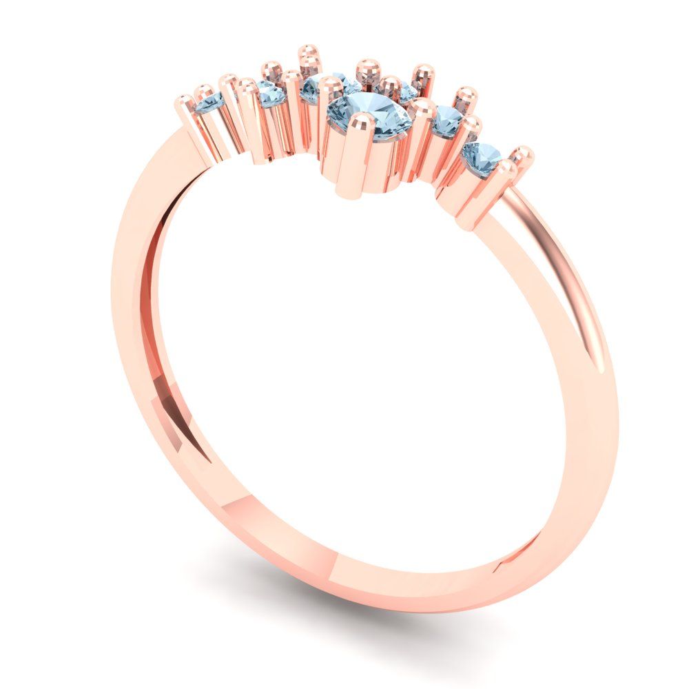 0.17 cttw Natural Swiss Blue Topaz Round Cut Rose Gold Eternity Wedding Band