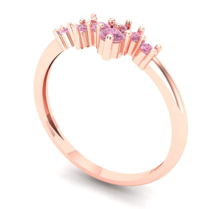 0.17 cttw Simulated Pink Diamond Round Cut Rose Gold Eternity Wedding Band
