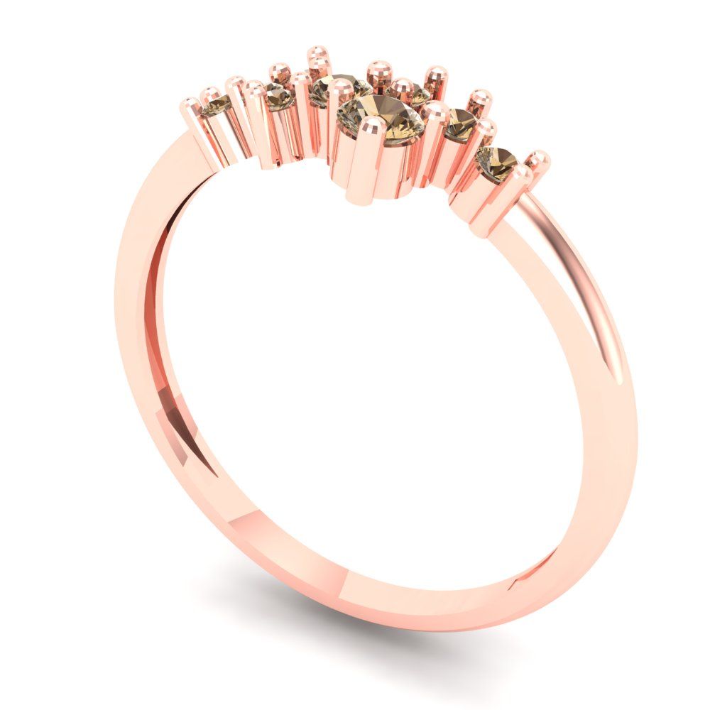 0.17 cttw Simulated Champagne Diamond Round Cut Rose Gold Eternity Wedding Band