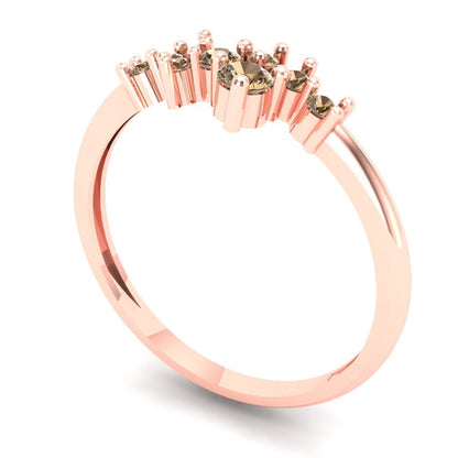 0.17 cttw Simulated Champagne Diamond Round Cut Rose Gold Eternity Wedding Band
