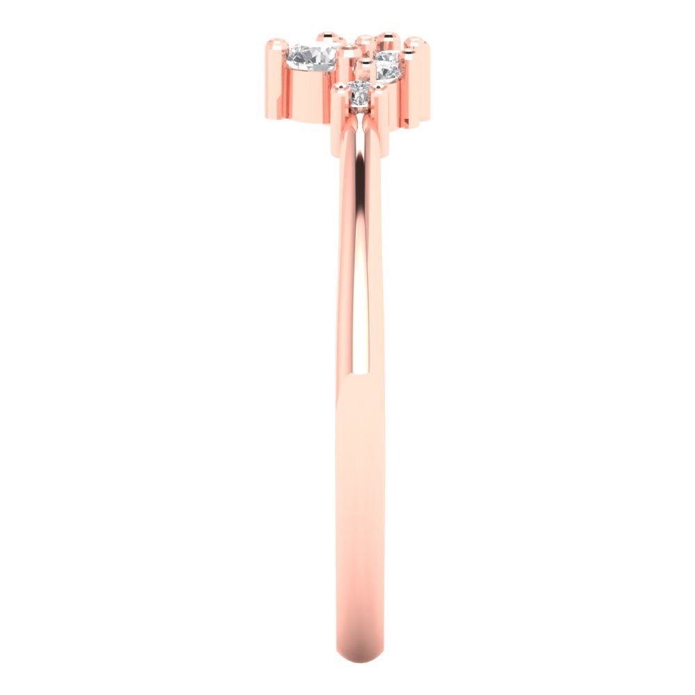 Cluster Ring, Cluster Band, Cluster Ring Rose Gold, 0.28ct Round Cluster Pyramid Bridal Anniversary Wedding Band in Solid 14K Rose Gold