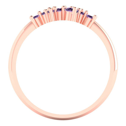 0.17 cttw Simulated Alexandrite Round Cut Rose Gold Eternity Wedding Band