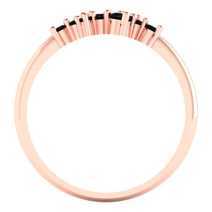 0.17 cttw Natural Onyx Round Cut Rose Gold Eternity Wedding Band