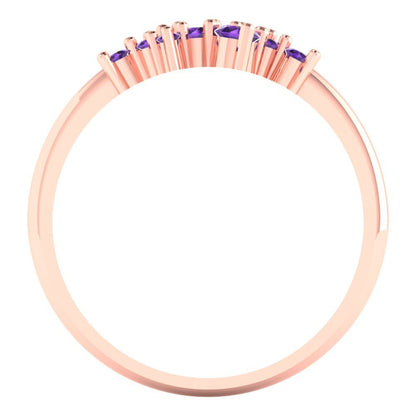 0.17 cttw Natural Amethyst Round Cut Rose Gold Eternity Wedding Band