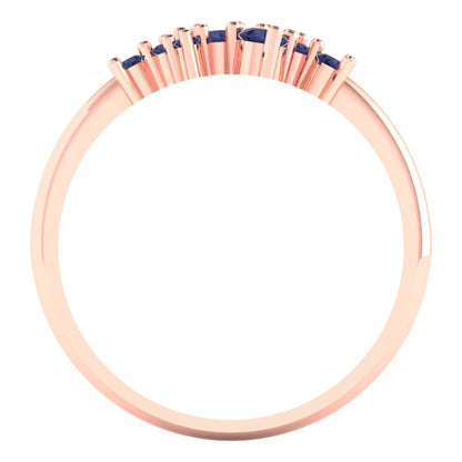 0.17 cttw Simulated Blue Sapphire Round Cut Rose Gold Eternity Wedding Band