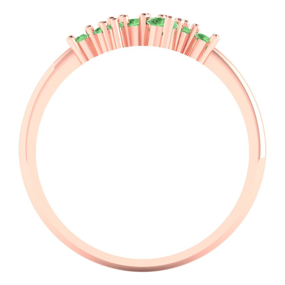 0.17 cttw Simulated Green Diamond Round Cut Rose Gold Eternity Wedding Band