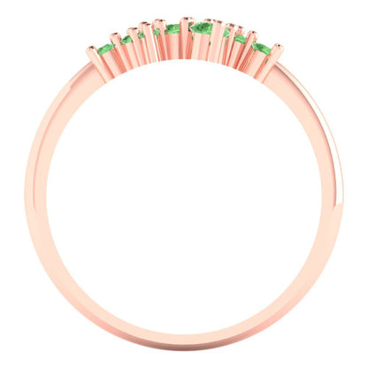 0.17 cttw Simulated Green Diamond Round Cut Rose Gold Eternity Wedding Band