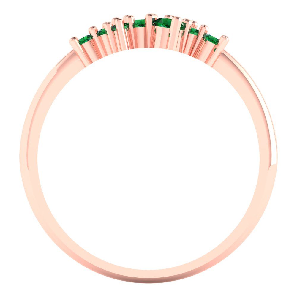 0.17 cttw Simulated Emerald Round Cut Rose Gold Eternity Wedding Band