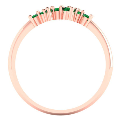0.17 cttw Simulated Emerald Round Cut Rose Gold Eternity Wedding Band