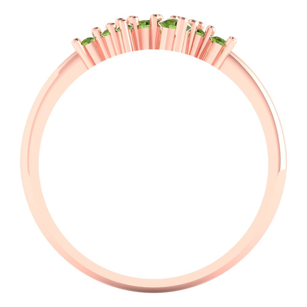 0.17 cttw Natural Peridot Round Cut Rose Gold Eternity Wedding Band