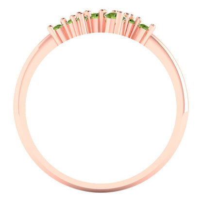 0.17 cttw Natural Peridot Round Cut Rose Gold Eternity Wedding Band