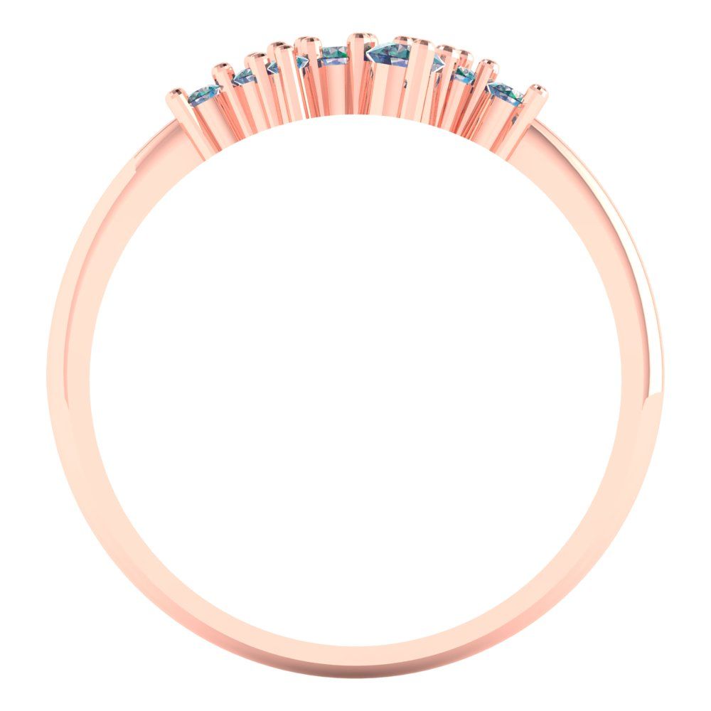 0.17 cttw Blue Moissanite Round Cut Rose Gold Eternity Wedding Band