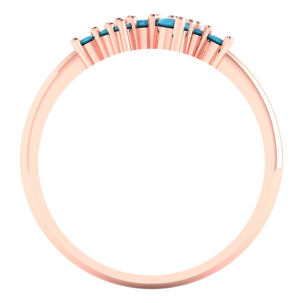0.17 cttw Simulated Turquoise Round Cut Rose Gold Eternity Wedding Band