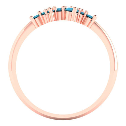 0.17 cttw Simulated Turquoise Round Cut Rose Gold Eternity Wedding Band