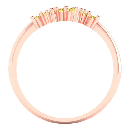0.17 cttw Simulated Yellow Diamond Round Cut Rose Gold Eternity Wedding Band