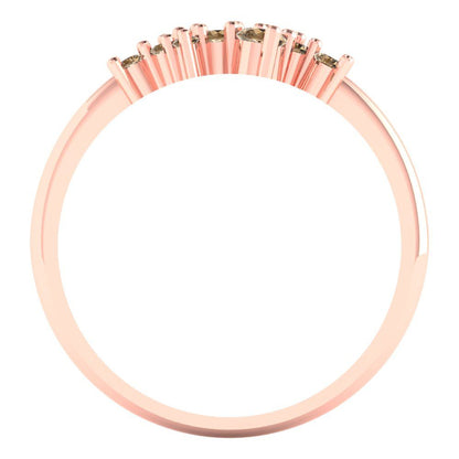 0.17 cttw Simulated Champagne Diamond Round Cut Rose Gold Eternity Wedding Band