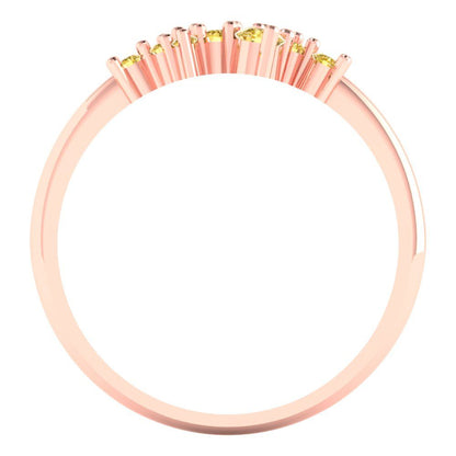 0.17 cttw Natural Citrine Round Cut Rose Gold Eternity Wedding Band