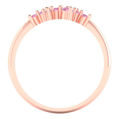 0.17 cttw Simulated Pink Diamond Round Cut Rose Gold Eternity Wedding Band
