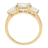 4.0 ct Brilliant Square Emerald Cut Natural Diamond Stone Clarity SI1-2 Color G-H Yellow Gold Three-Stone Ring