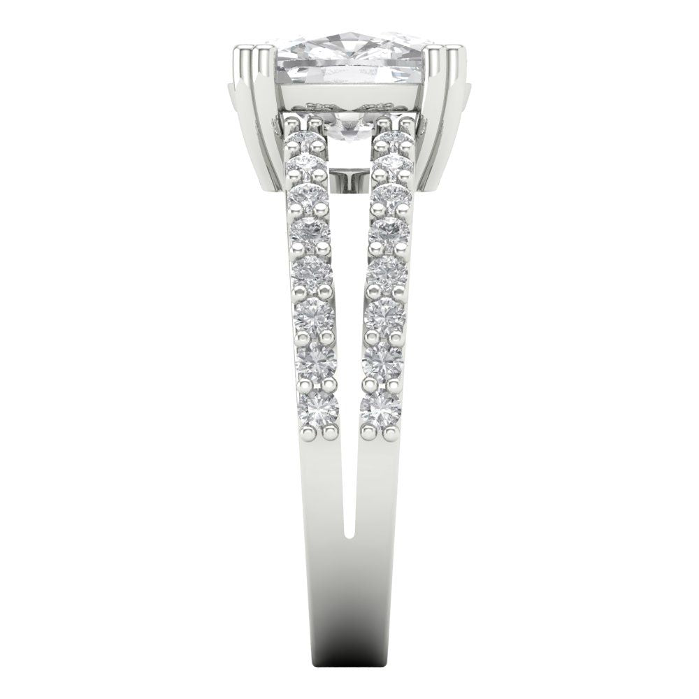 3.48 cttw White Sapphire Solitaire with Zirconia Simulated Diamond Accents Engagement Ring - Solid Gold (Long Cushion Cut,9x7mm)