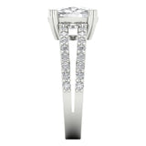 3.96 ct Brilliant Cushion Cut Clear Simulated Diamond Stone White Gold Solitaire with Accents Ring