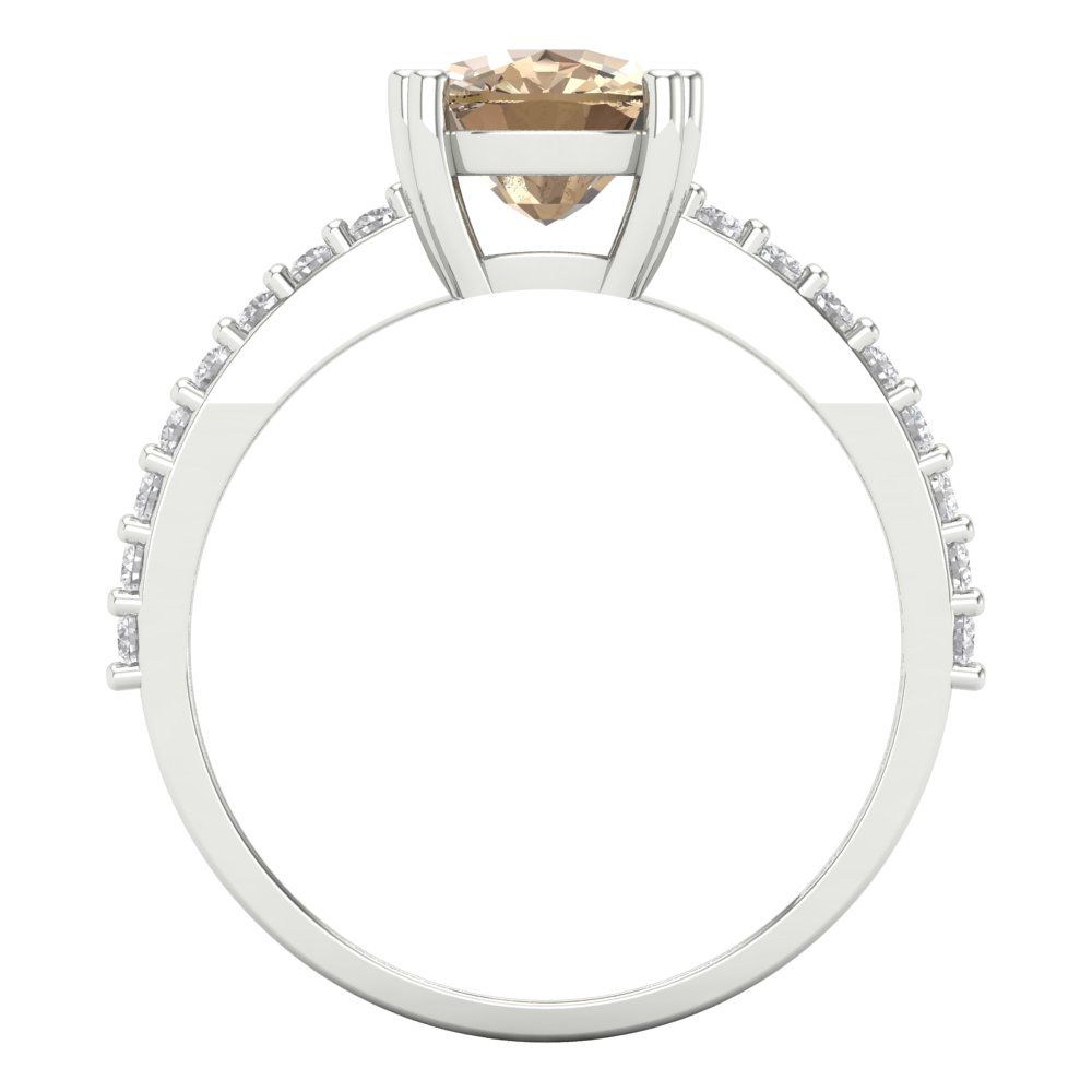 3.48 cttw Yellow Moissanite Solitaire with Zirconia Simulated Diamond Accents Engagement Ring - Solid Gold (Long Cushion Cut,9x7mm)