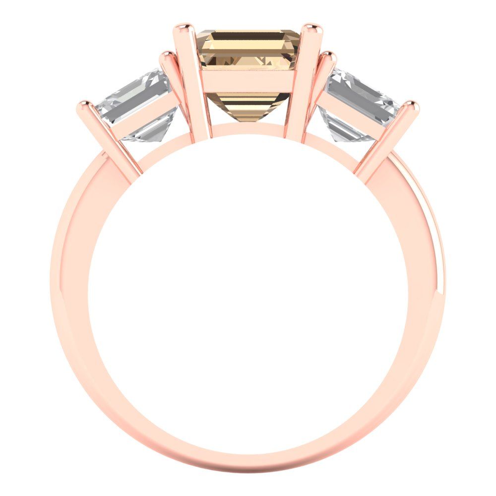 4 cttw Yellow Moissanite Three-Stone Engagement Ring - Solid Gold (Square Emerald Cut,7.0X7.0mm)