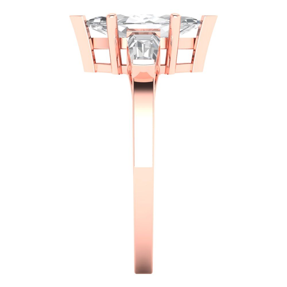2.0 ct Brilliant Marquise Cut Natural Diamond Stone Clarity VS1-2 Color G-H Rose Gold Three-Stone Ring