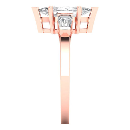 2.0 ct Brilliant Marquise Cut Natural Diamond Stone Clarity VS1-2 Color G-H Rose Gold Three-Stone Ring