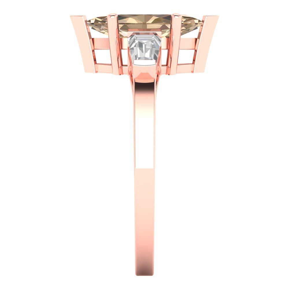 2 cttw Yellow Moissanite Three-Stone Engagement Ring - Solid Gold (Marquise Cut,11x5.5mm)