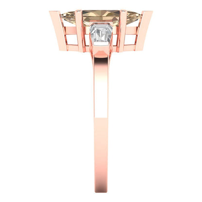 2 cttw Yellow Moissanite Three-Stone Engagement Ring - Solid Gold (Marquise Cut,11x5.5mm)