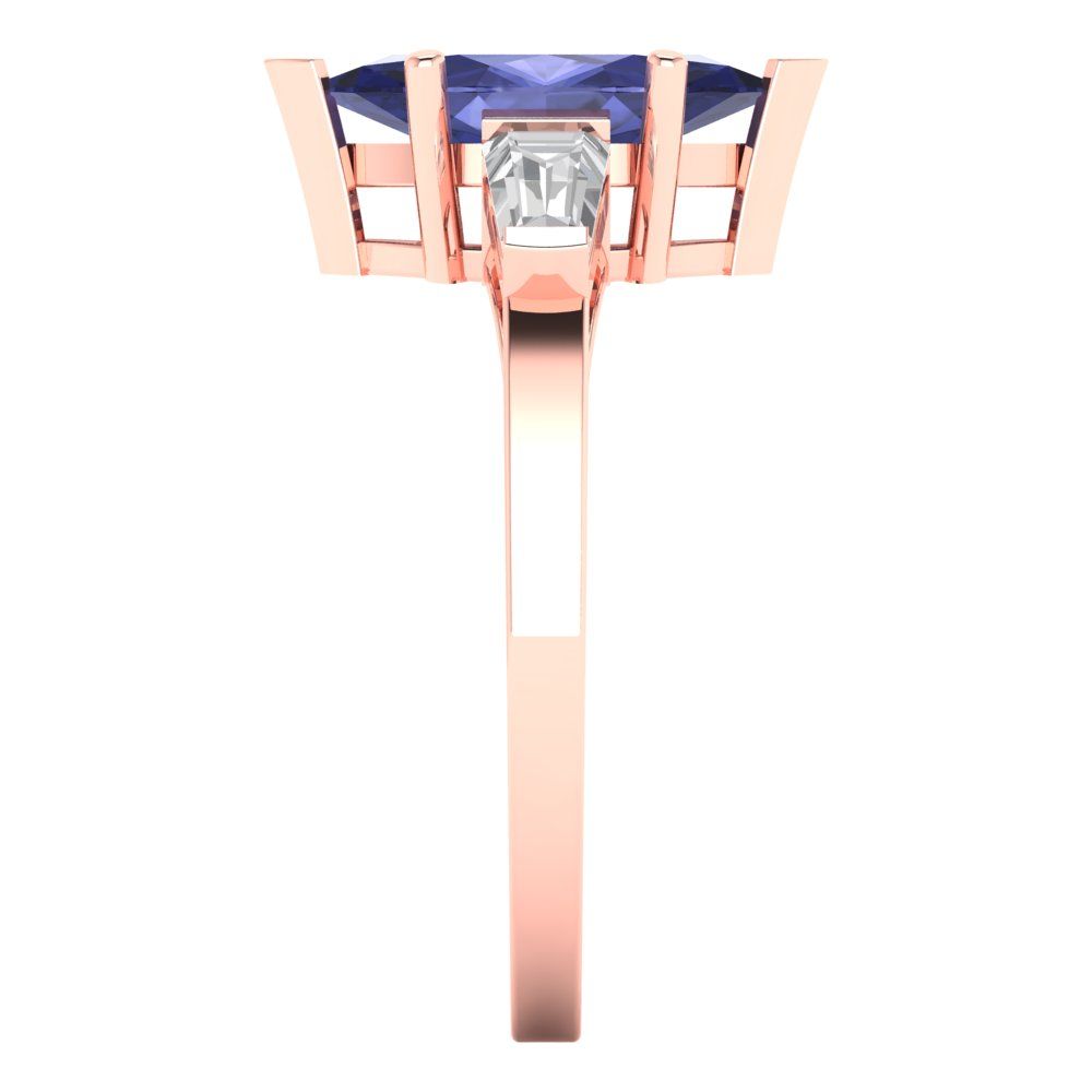 2 cttw Simulated Tanzanite Three-Stone Engagement Ring - Solid Gold (Marquise Cut,11x5.5mm)
