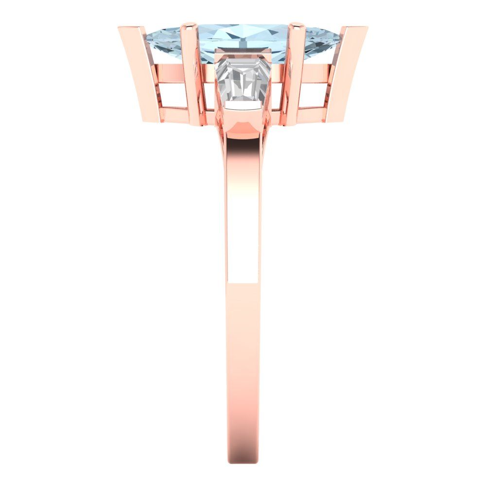 2 cttw Natural Aquamarine Three-Stone Engagement Ring - Solid Gold (Marquise Cut,11x5.5mm)