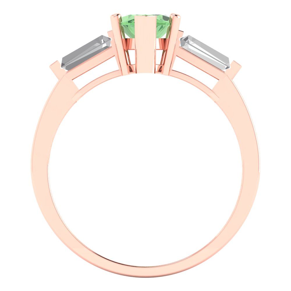 2 cttw Zirconia Simulated Green Diamond Three-Stone Engagement Ring - Solid Gold (VVS1, Marquise Cut,11x5.5mm)