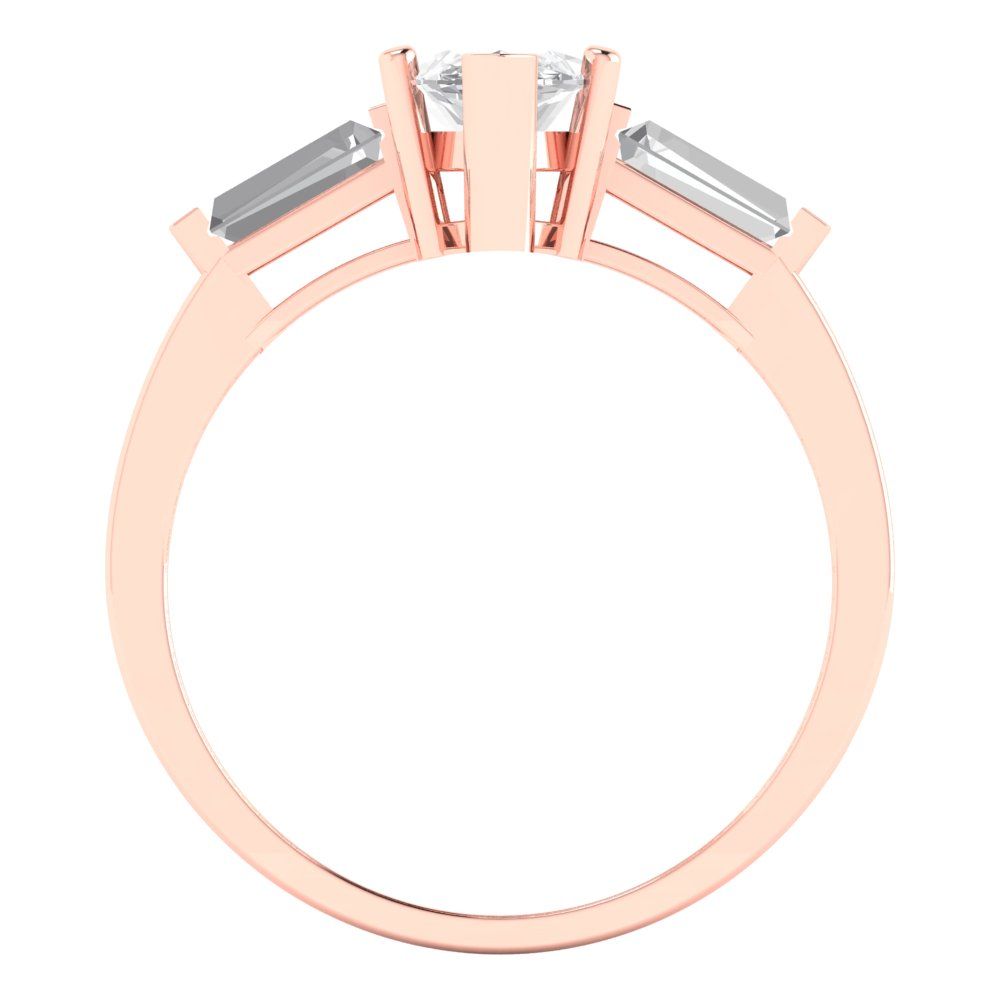 2.0 ct Brilliant Marquise Cut Natural Diamond Stone Clarity VS1-2 Color G-H Rose Gold Three-Stone Ring