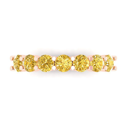 1.19 cttw Natural Citrine Round Cut Rose Gold Eternity Wedding Band