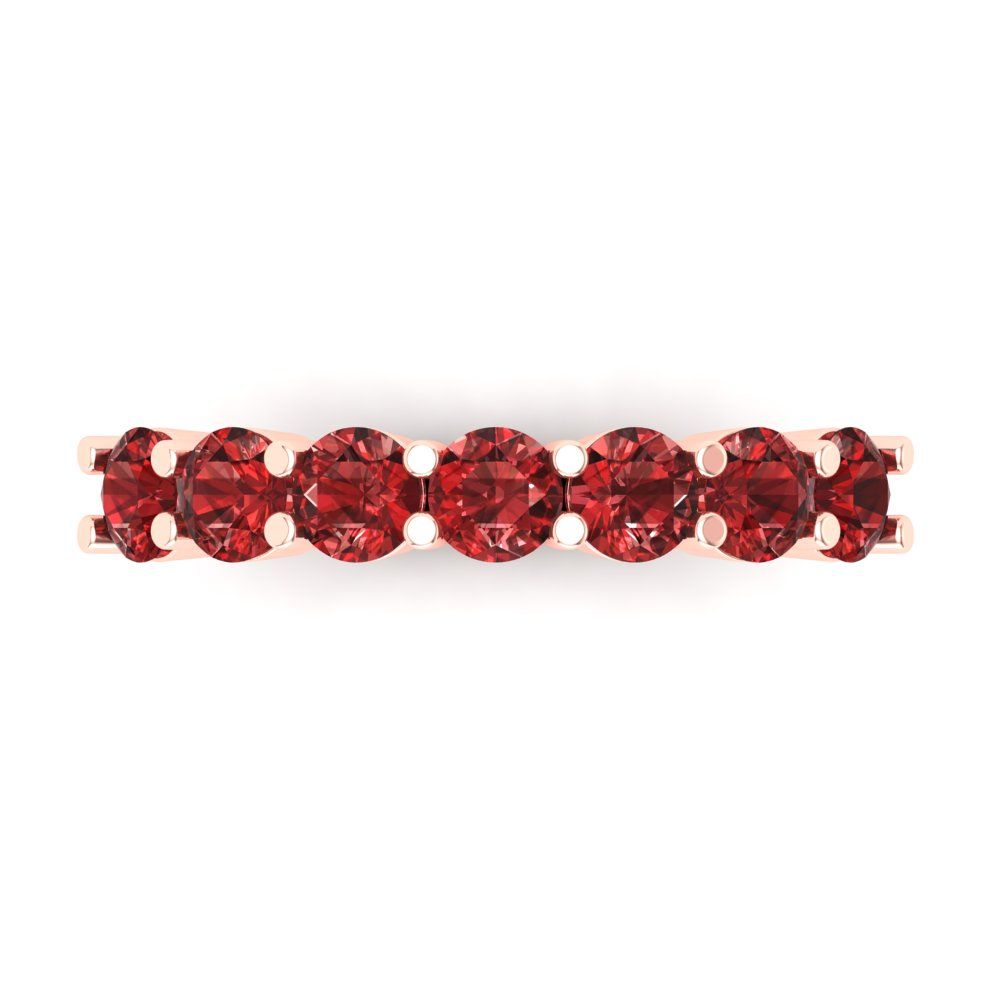 1.19 cttw Natural Garnet Round Cut Rose Gold Eternity Wedding Band