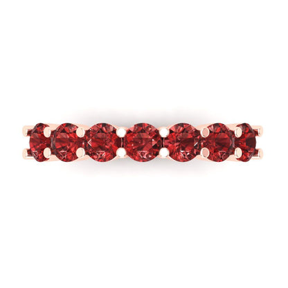 1.19 cttw Natural Garnet Round Cut Rose Gold Eternity Wedding Band