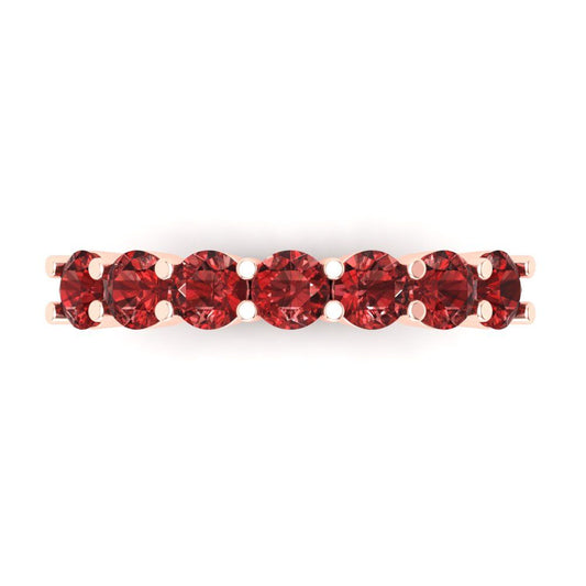 1.19 cttw Natural Garnet Round Cut Rose Gold Eternity Wedding Band
