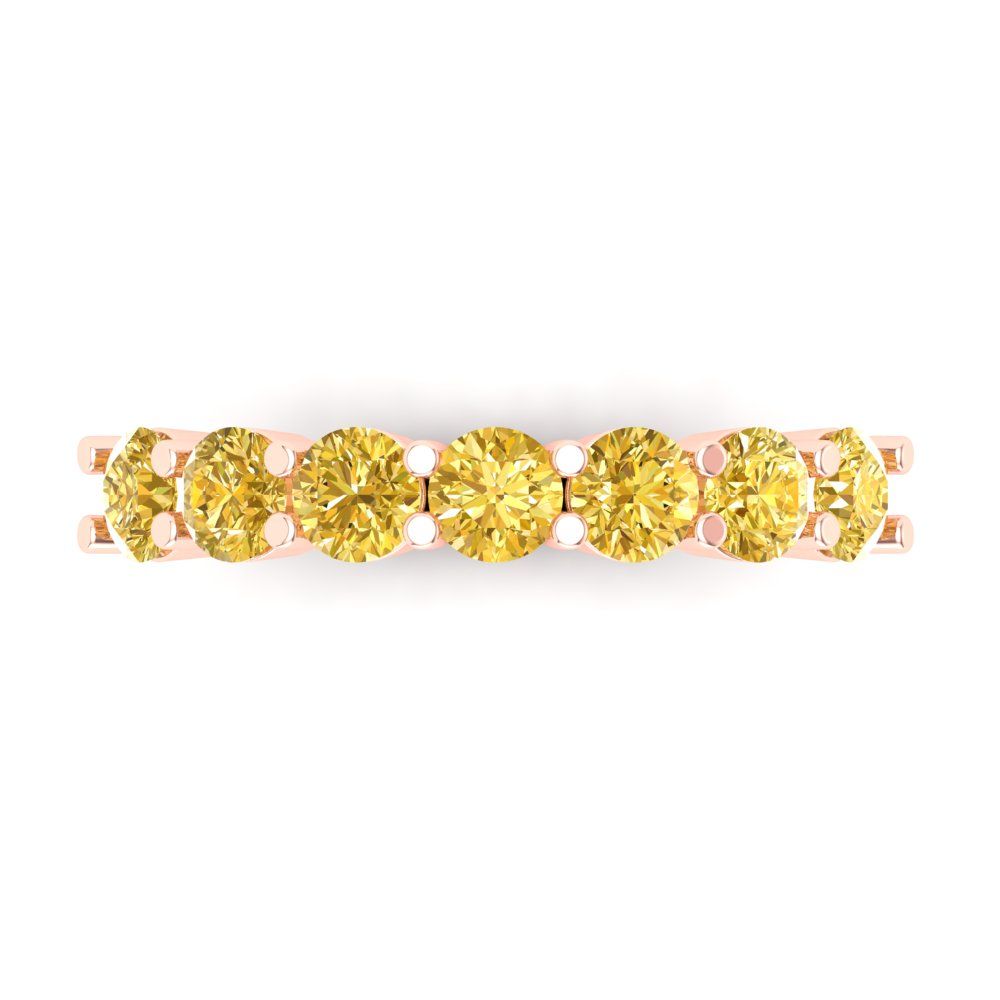 1.19 cttw Simulated Yellow Diamond Round Cut Rose Gold Eternity Wedding Band