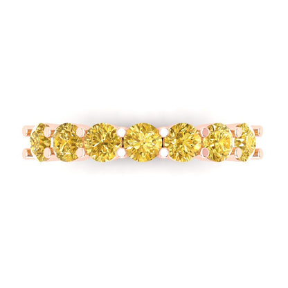 1.19 cttw Simulated Yellow Diamond Round Cut Rose Gold Eternity Wedding Band