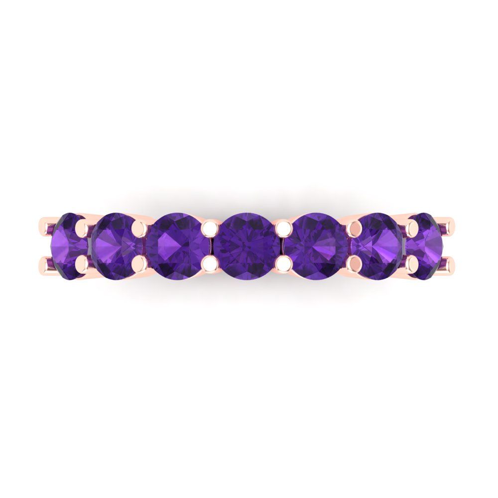 1.19 cttw Natural Amethyst Round Cut Rose Gold Eternity Wedding Band